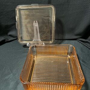 Vintage Pink Refrigerator Glass Storage Container